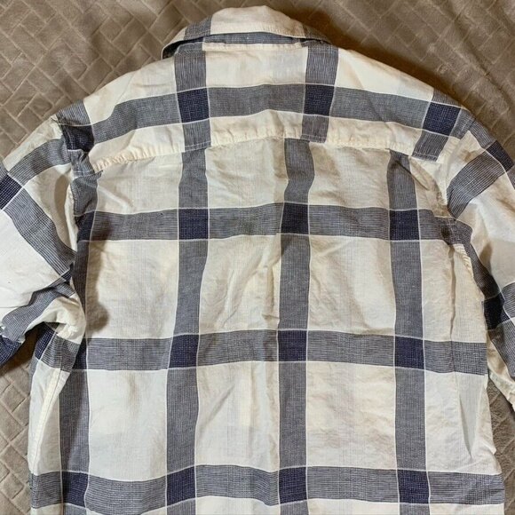 Men's Casual Button Down Shirt - Blue and White Plaid - Picture 10 of 12